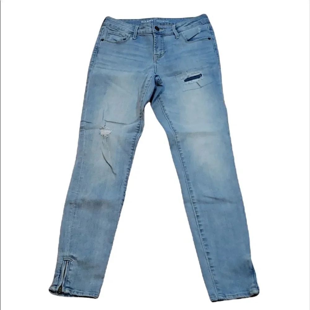 Old Navy Rockstar Distressed Jeans, ankle zippers